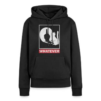 Whatever Mittelfinger Katzen Schatten - Frauen Premium Bio Hoodie - Schwarz - Vorne - Julia (174cm)