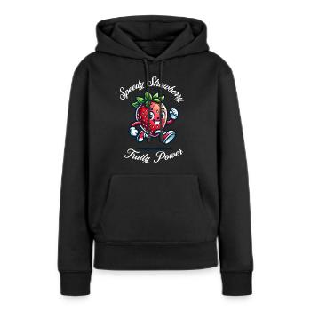 Run Erdbeere - Frauen Premium Bio Hoodie - Schwarz - Vorne - Julia (174cm)