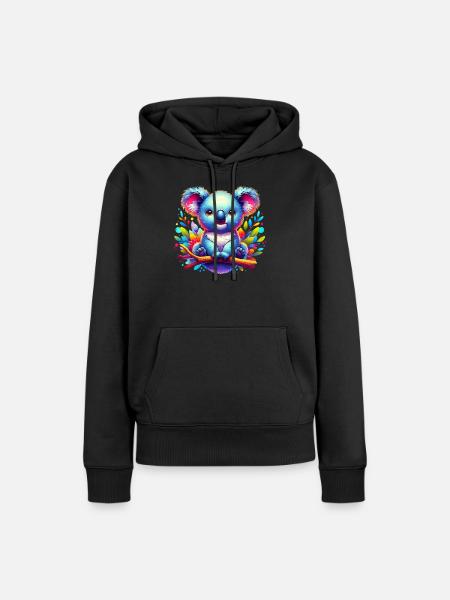 Koala - Frauen Premium Bio Hoodie - Schwarz