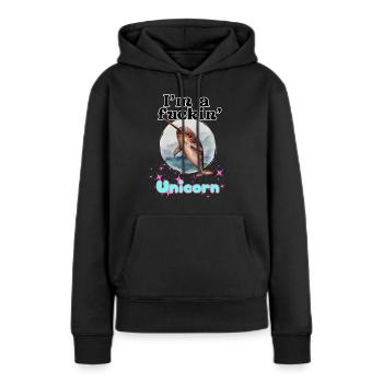 I'm a fuckin' Unicorn - Einhorn Narwal - Frauen Premium Bio Hoodie - Schwarz - Vorne - Julia (174cm)