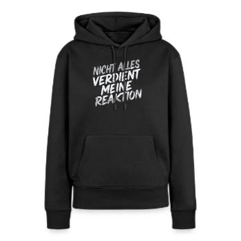 Aucune réaction - je m’en fiche - Sweat à capuche Premium bio Femme - noir - Devant - Julia (174cm)