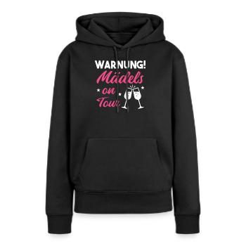 Attention ! Filles en tournée – Chemise pour enterrement de vie de garçon - Sweat à capuche Premium bio Femme - noir - Devant - Julia (174cm)