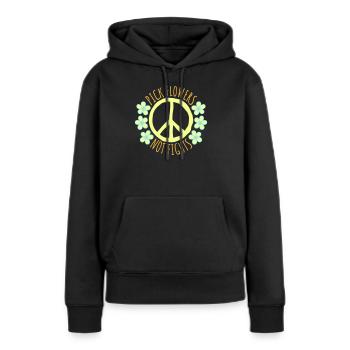 Cueillez des fleurs, pas des disputes, fleurs Paix Logo drôle - Sweat à capuche Premium bio Femme - noir - Devant - Julia (174cm)