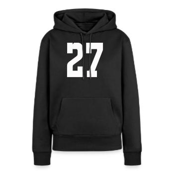 Ziffern 27 Kontrast-Design - Frauen Premium Bio Hoodie - Schwarz - Vorne - Julia (174cm)
