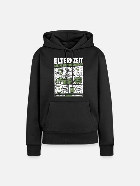 Elternzeit Mein Superpower-Up - Frauen Premium Bio Hoodie - Schwarz