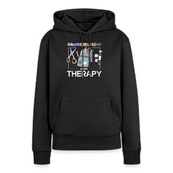 Scrapbooking ist Therapie - Frauen Premium Bio Hoodie - Schwarz - Vorne - Julia (174cm)