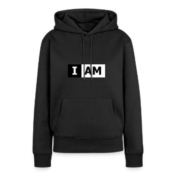I AM - Women’s Premium Organic Hoodie - black - Front - Julia (174cm)