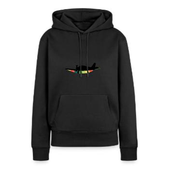 Avion aviateur - Sweat à capuche Premium bio Femme - noir - Devant - Julia (174cm)