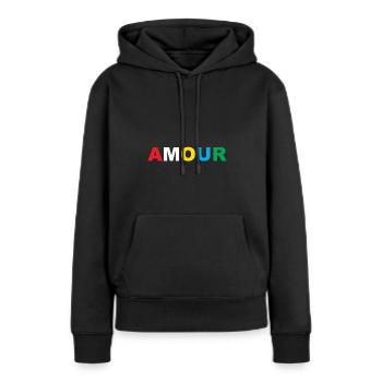 visuel AMOUR - Sweat à capuche Premium bio Femme - noir - Devant - Julia (174cm)
