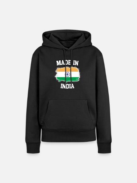 Made in India - Frauen Premium Bio Hoodie - Schwarz