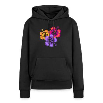 Hibiscus Drilling - Frauen Premium Bio Hoodie - Schwarz - Vorne - Julia (174cm)