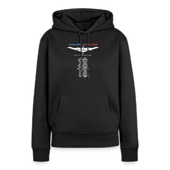 35_Illegale_Kriege__ - Frauen Premium Bio Hoodie - Schwarz - Vorne - Julia (174cm)