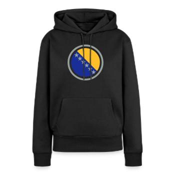 Emblème Bosnie - Sweat à capuche Premium bio Femme - noir - Devant - Julia (174cm)