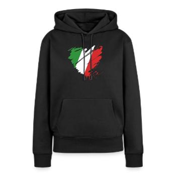 Coeur Cuore Italie Calcio Italiano Football - Sweat à capuche Premium bio Femme - noir - Devant - Julia (174cm)
