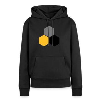 Wabe 5 - Frauen Premium Bio Hoodie - Schwarz - Vorne - Julia (174cm)