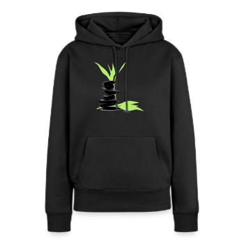 Wellness - Frauen Premium Bio Hoodie - Schwarz - Vorne - Julia (174cm)