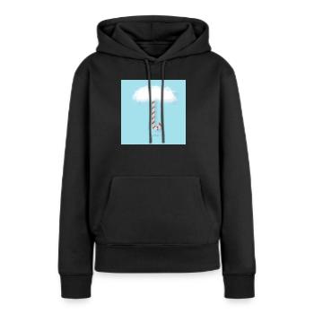 Zuckerstange mit Wolken - Frauen Premium Bio Hoodie - Schwarz - Vorne - Julia (174cm)