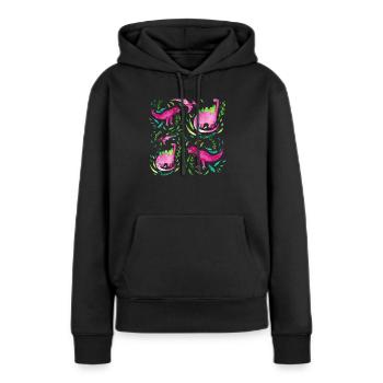 Rosa Dinosaurier für Mädchen Geschenk - Frauen Premium Bio Hoodie - Schwarz - Vorne - Julia (174cm)