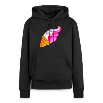 glace vanille fraise kawa - Sweat à capuche Premium bio Femme - noir - Devant - Julia (174cm)