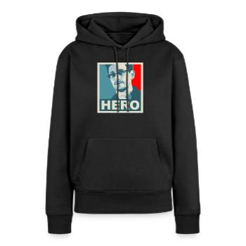snowden - Sweat à capuche Premium bio Femme - noir - Devant - Julia (174cm)
