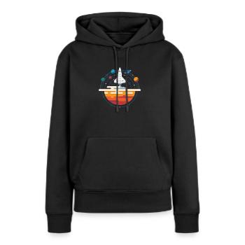 Navette spatiale et système solaire - Sweat à capuche Premium bio Femme - noir - Devant - Julia (174cm)