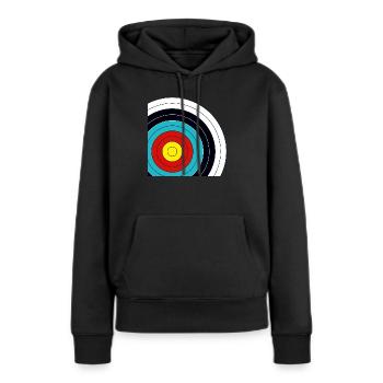 Zielscheibe Bogenschießen Ausschnitt - Frauen Premium Bio Hoodie - Schwarz - Vorne - Julia (174cm)