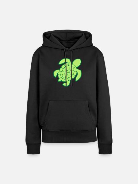 Clipart Design Meeresschildkroete - Frauen Premium Bio Hoodie - Schwarz