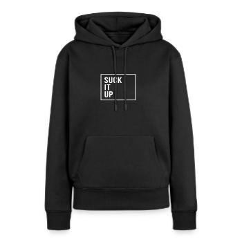 Sucer - Sweat à capuche Premium bio Femme - noir - Devant - Julia (174cm)