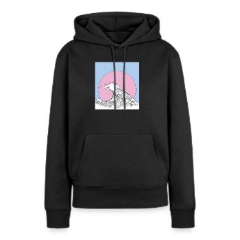 vague - Sweat à capuche Premium bio Femme - noir - Devant - Julia (174cm)