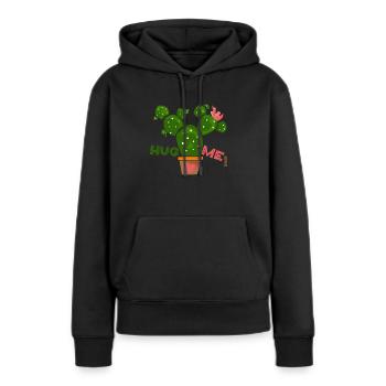 Hug me - Sweat à capuche Premium bio Femme - noir - Devant - Julia (174cm)