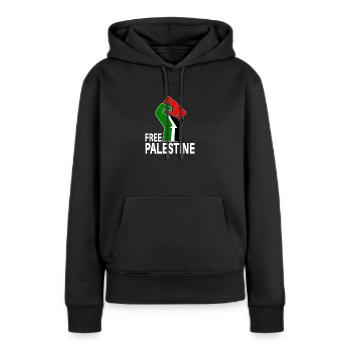 Palestine libre - Sweat à capuche Premium bio Femme - noir - Devant - Julia (174cm)