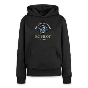 Mir Herz und Seele RC Pilot - Frauen Premium Bio Hoodie - Schwarz - Vorne - Julia (174cm)