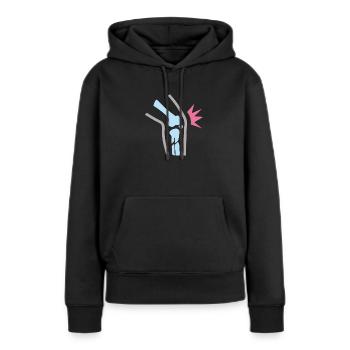 Douleur au genou - Sweat à capuche Premium bio Femme - noir - Devant - Julia (174cm)