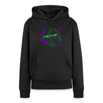 Conception graphique cool d’usure de rue - Sweat à capuche Premium bio Femme - noir - Devant - Julia (174cm)