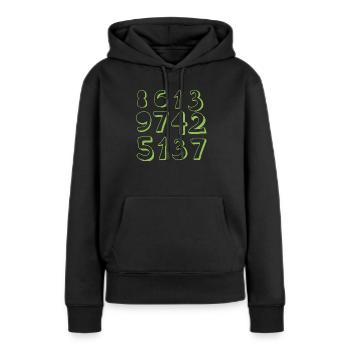 Nombres - Sweat à capuche Premium bio Femme - noir - Devant - Julia (174cm)