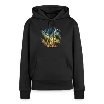 Hirsch - Frauen Premium Bio Hoodie - Schwarz - Vorne - Julia (174cm)