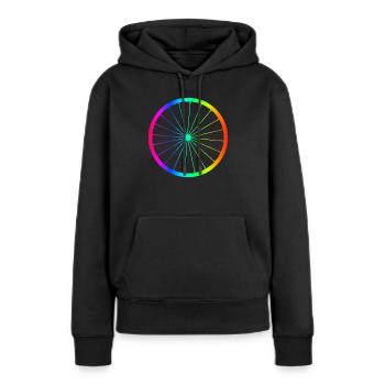 Vélo arc-en-ciel jante - Sweat à capuche Premium bio Femme - noir - Devant - Julia (174cm)