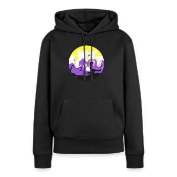 Non Binary Swirl - Sweat à capuche Premium bio Femme - noir - Devant - Julia (174cm)