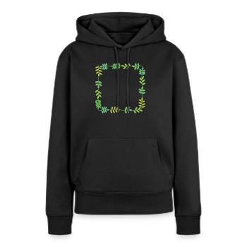 Cadre avec feuilles - Sweat à capuche Premium bio Femme - noir - Devant - Julia (174cm)