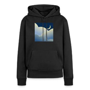 Ciel nocturne avec lune - Sweat à capuche Premium bio Femme - noir - Devant - Julia (174cm)