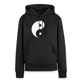 Yin et Yang - Sweat à capuche Premium bio Femme - noir - Devant - Julia (174cm)