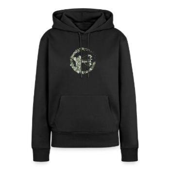 Double Exposure Compound Bow Hunter Camouflage - Frauen Premium Bio Hoodie - Schwarz - Vorne - Julia (174cm)