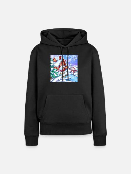 Winterlandschaft - Frauen Premium Bio Hoodie - Schwarz