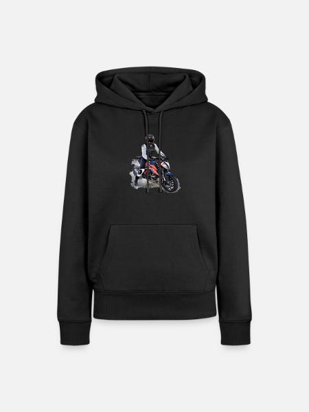Poster Motorradfahrer - Frauen Premium Bio Hoodie - Schwarz