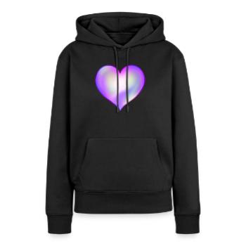 Coeur violet - Sweat à capuche Premium bio Femme - noir - Devant - Julia (174cm)