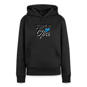 Super Opa Text mit Figur flieger - Frauen Premium Bio Hoodie - Schwarz - Vorne - Julia (174cm)