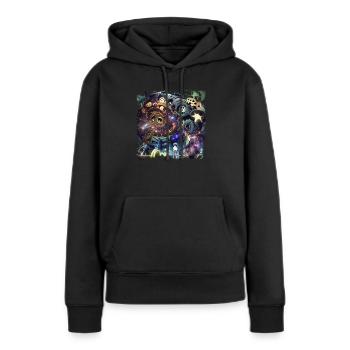 La machine de l’univers - Sweat à capuche Premium bio Femme - noir - Devant - Julia (174cm)