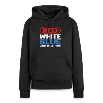 Rouge Blanc Bleu et Bière aussi - Sweat à capuche Premium bio Femme - noir - Devant - Julia (174cm)