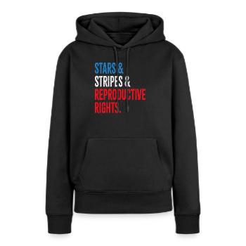 Stars & Stripes & Reproductive Rights - Frauen Premium Bio Hoodie - Schwarz - Vorne - Julia (174cm)