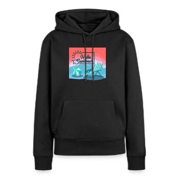 Hallo Sommer, Hallo Sommer - Frauen Premium Bio Hoodie - Schwarz - Vorne - Julia (174cm)